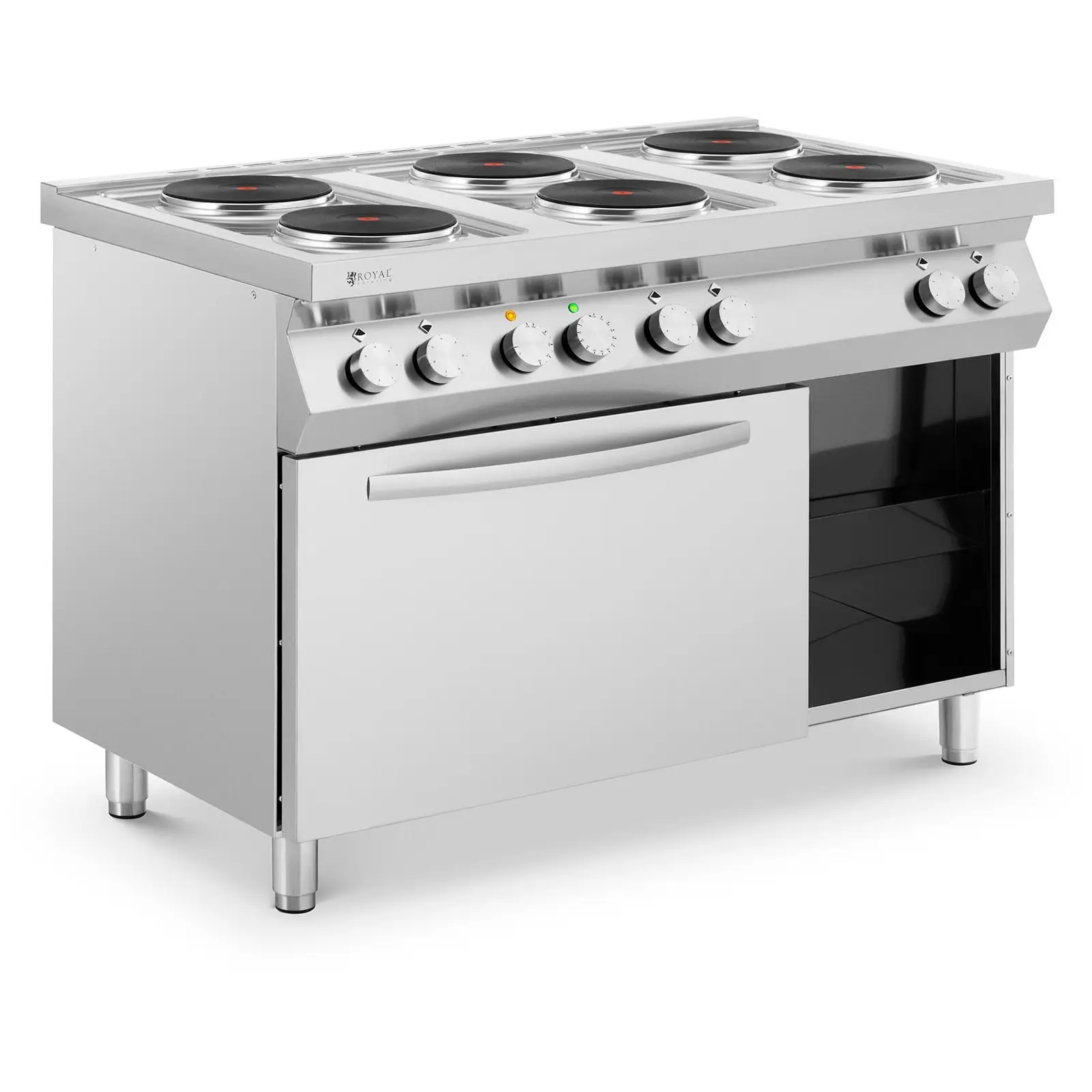 Elektrisk komfyr - 15600 W - 6 plater - med varmluftsovn - underskap - Royal Catering