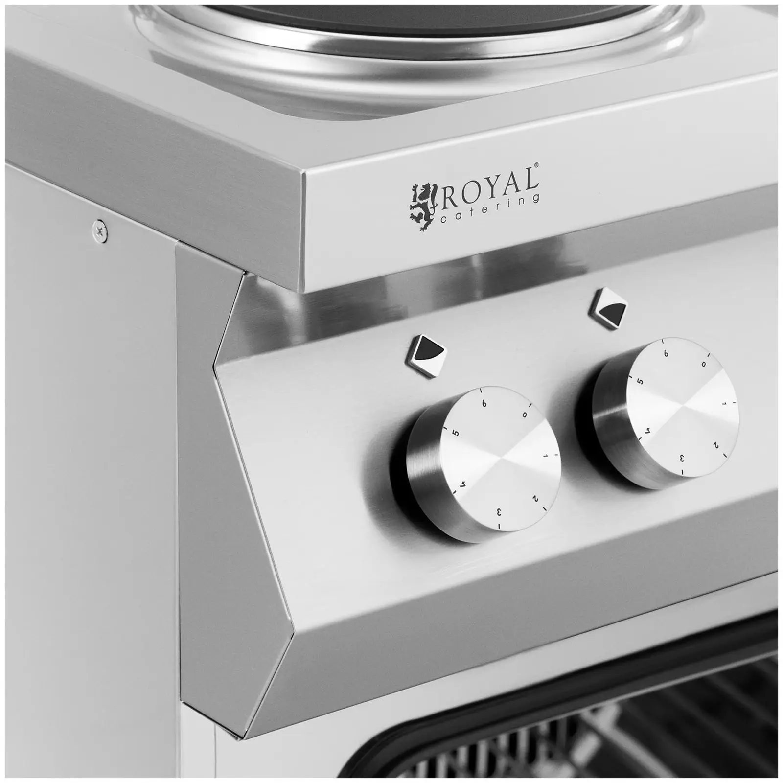 Piano de cuisson - 15600 W - 6 plaques - avec four à chaleur tournante - Royal Catering (Espacement plaques: 75 mm)