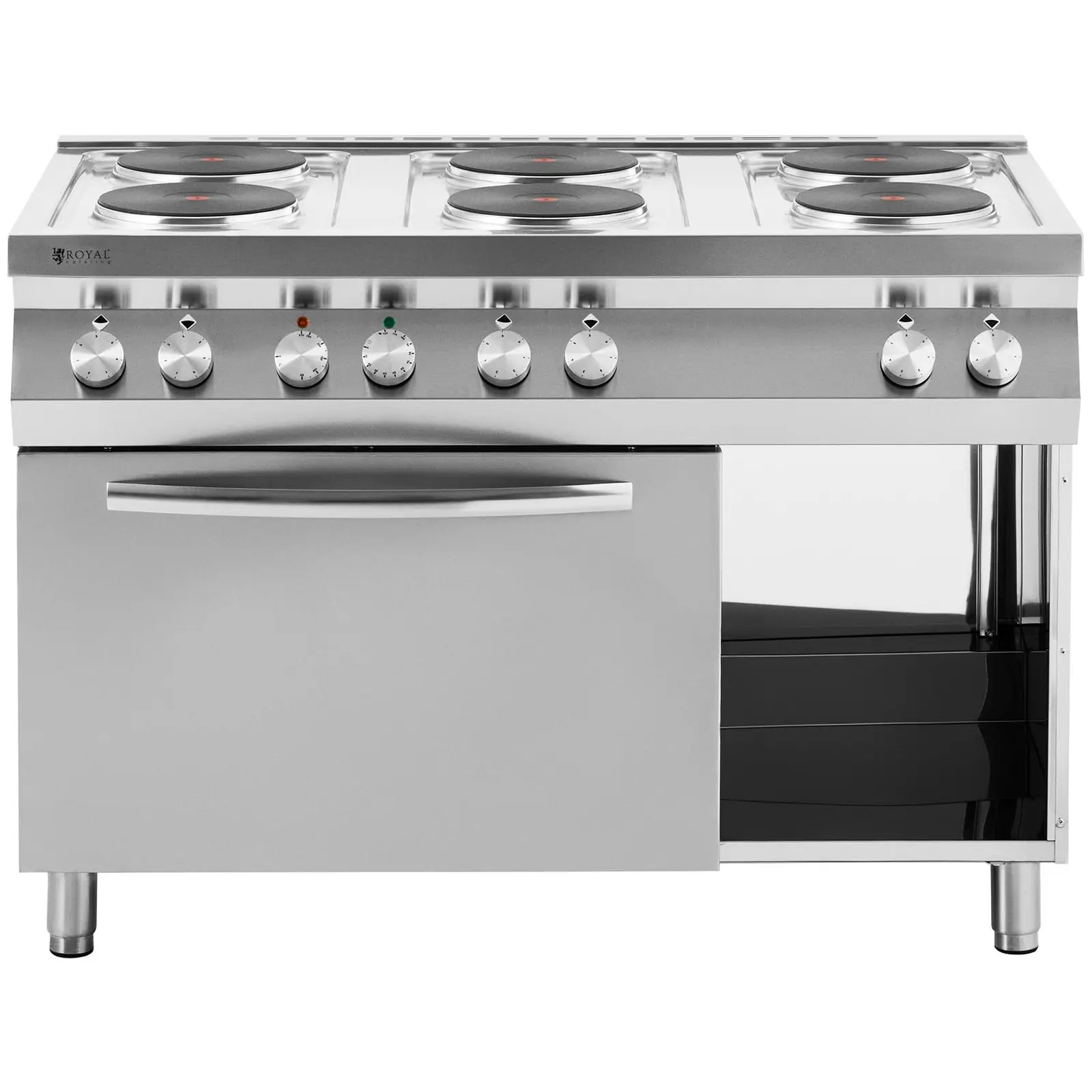 Piano de cuisson - 15600 W - 6 plaques - avec four à chaleur tournante - Royal Catering (Plage de température [°C]: 50 - 270)