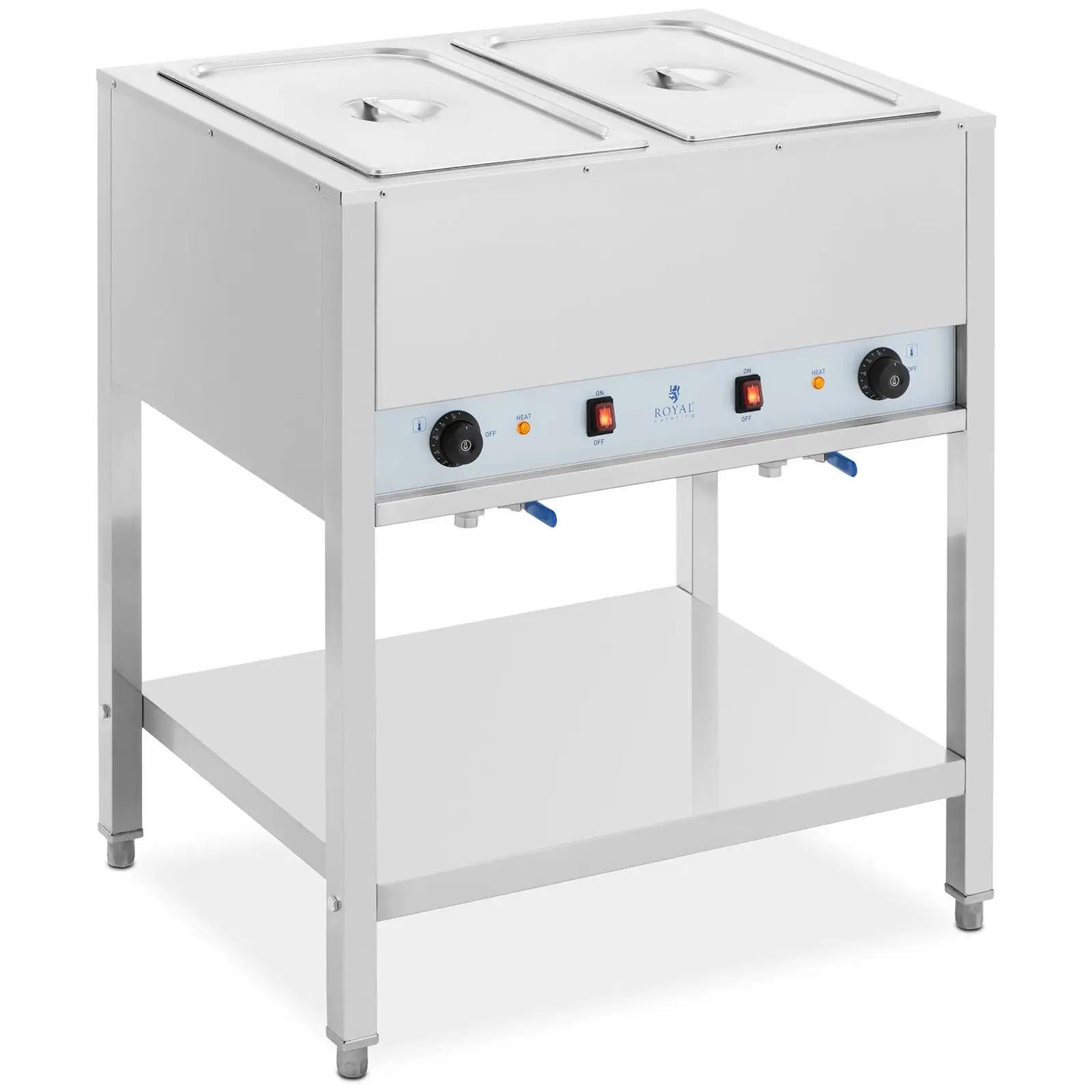 Bain Marie - 1265 W - 2 x GN 1/1 - med bas - Royal Catering