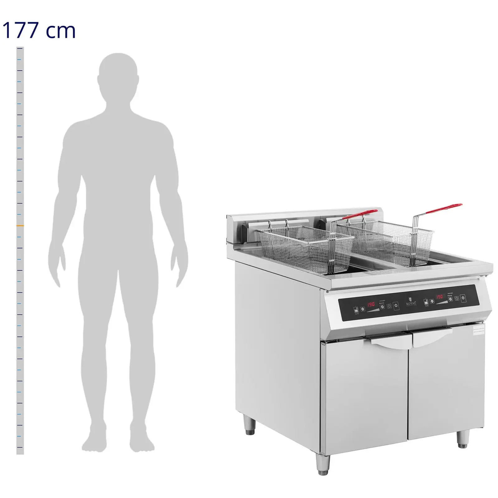 Friteuse à induction - 2 x 30 L - 60 à 190 °C - Royal Catering (Minuterie: Oui)