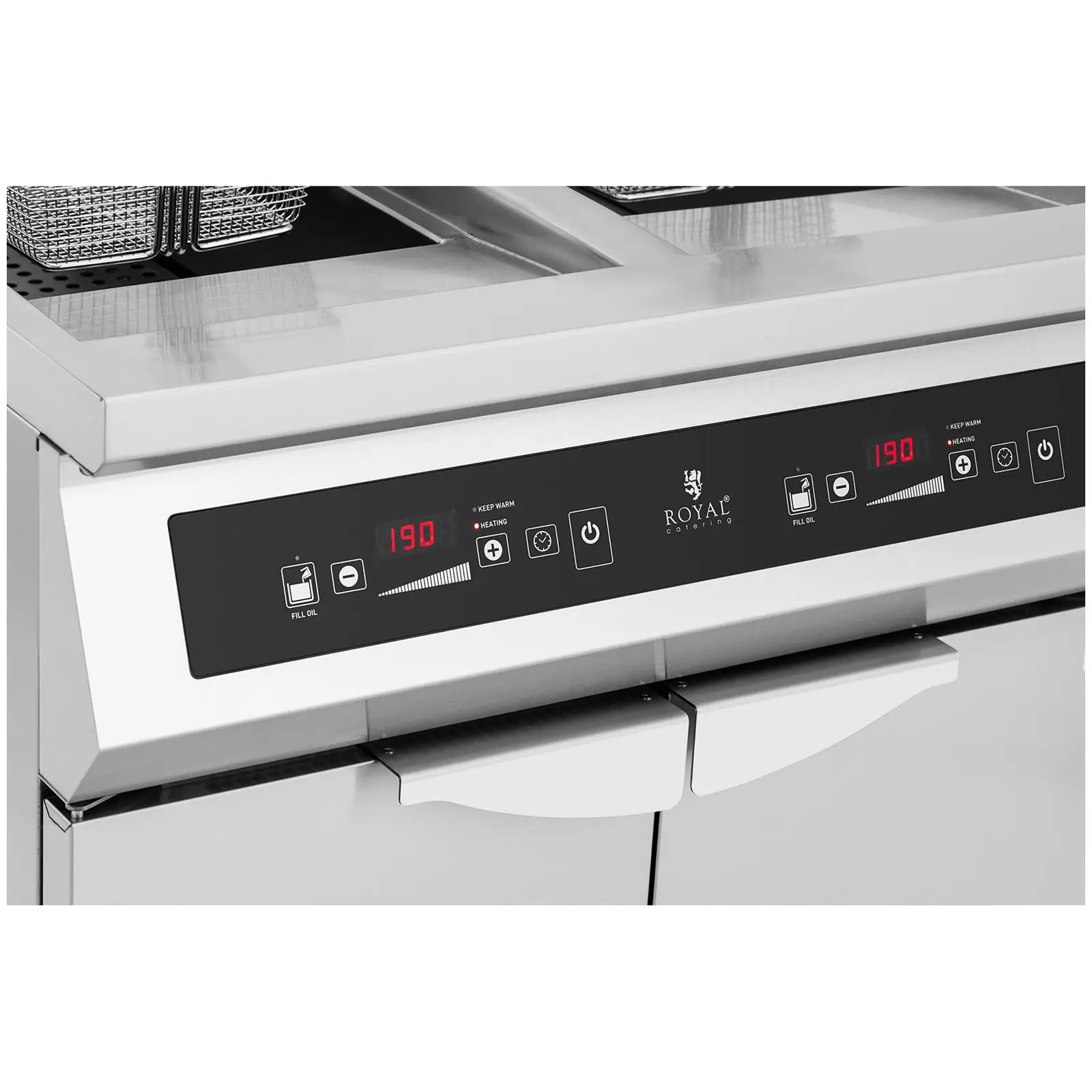 Friteuse à induction - 2 x 30 L - 60 à 190 °C - Royal Catering (Capacité d'admission: 60 l)