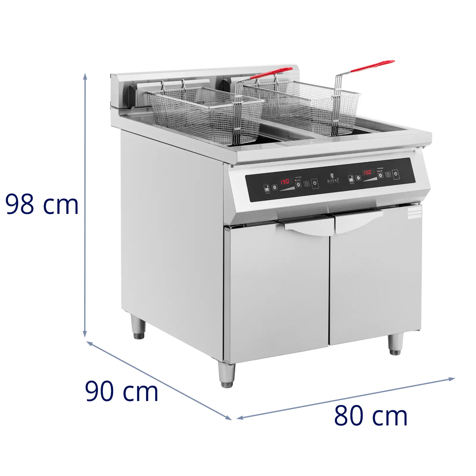 Friteuse à induction - 2 x 30 L - 60 à 190 °C - Royal Catering (Couleur(s): Argenté)