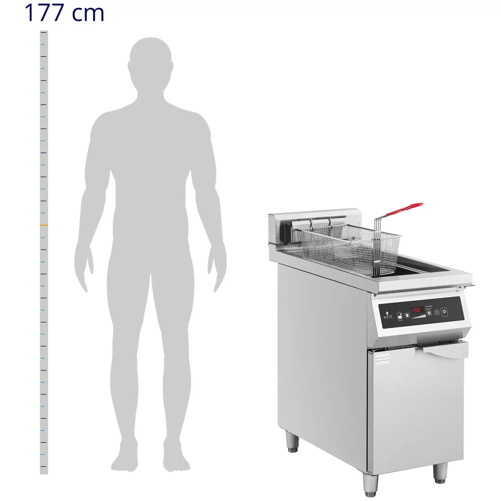 Indukční fritéza - 30 l - 10 000 W - 400 V - spodní skříňka - časovač - Royal Catering (Časovač: Ano)