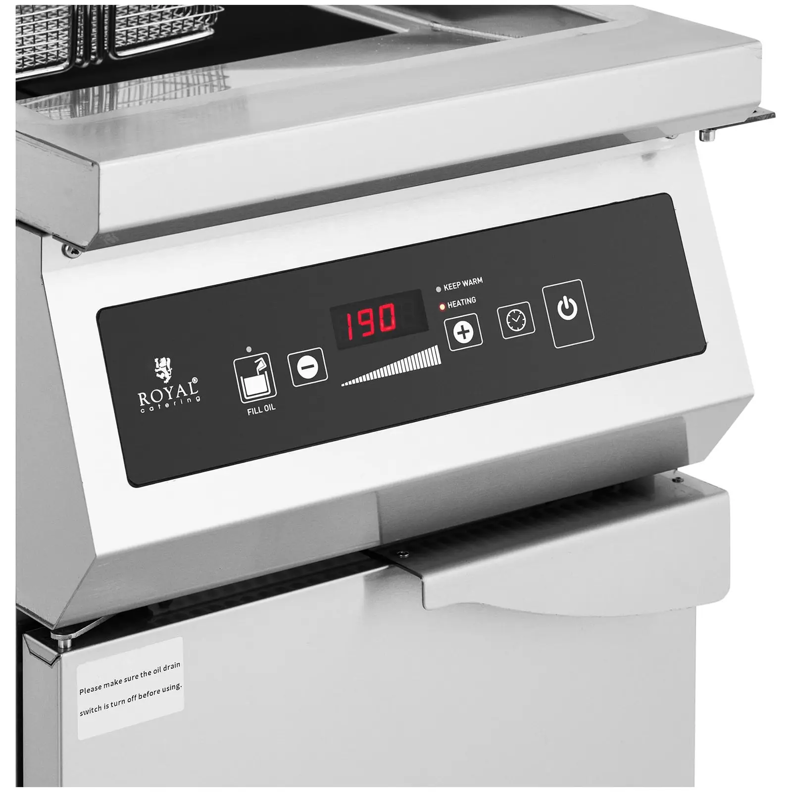 Indukční fritéza - 30 l - 10 000 W - 400 V - spodní skříňka - časovač - Royal Catering (Kapacita max.: 30 l)