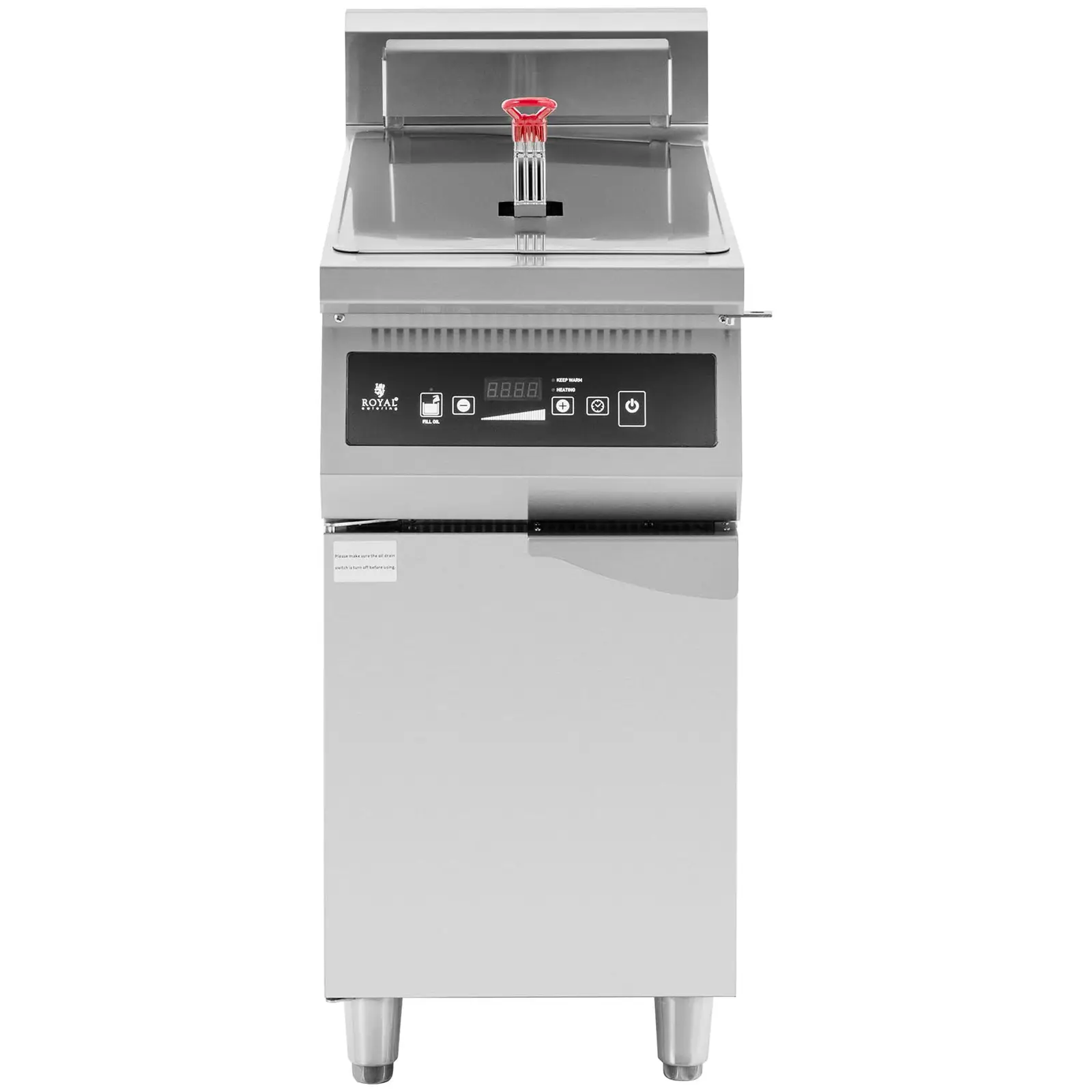 Indukční fritéza - 30 l - 10 000 W - 400 V - spodní skříňka - časovač - Royal Catering (Materiál: Ušlechtilá ocel)