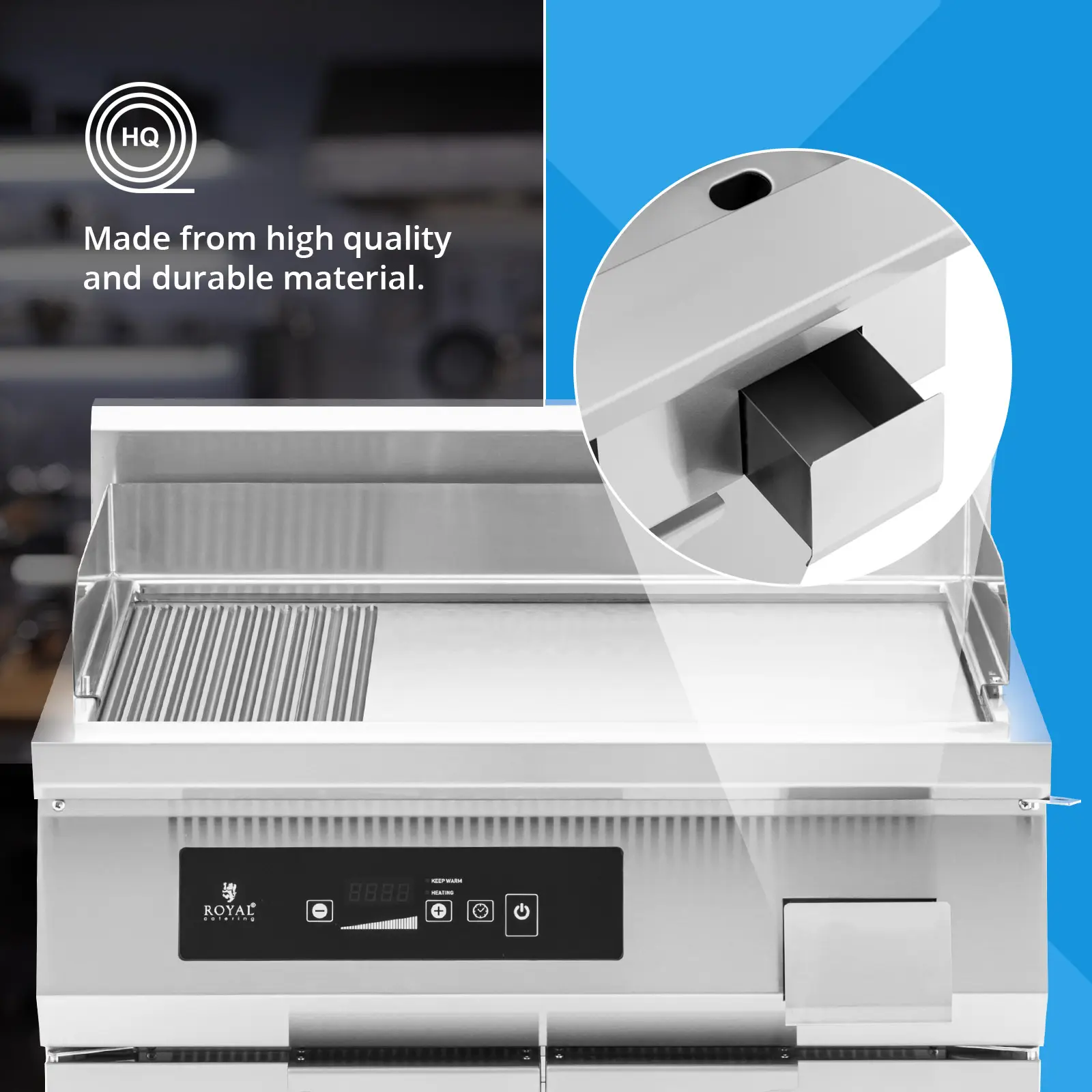 Indukciós grill - 720 x 610 mm - sima - 10000 W - Royal Catering (Szekrénnyel együtt: Igen)