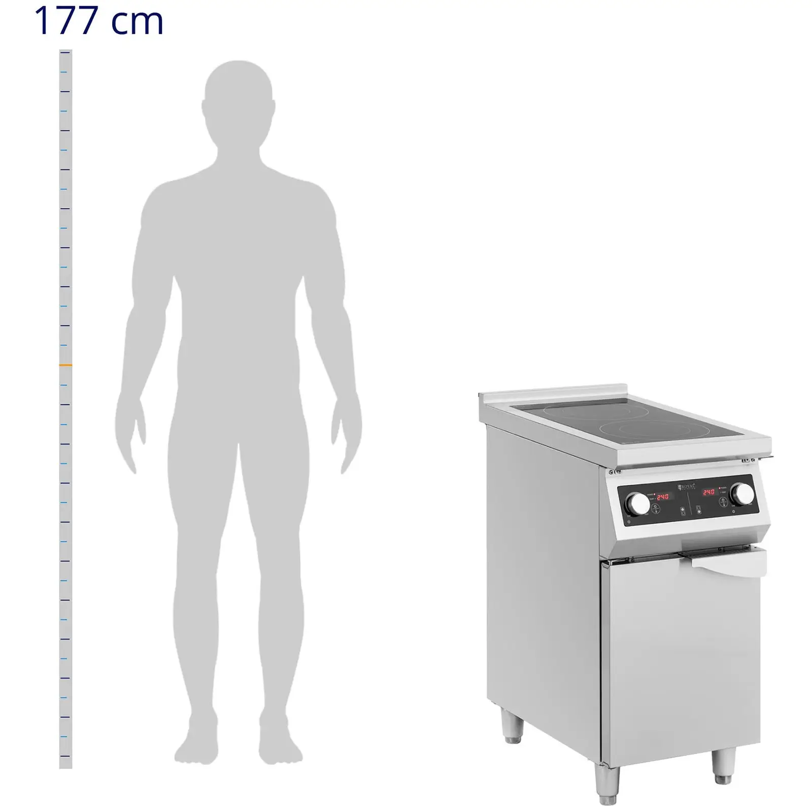 Indukční vařič - 8500 W - 2 varné plochy - 60–240 °C - úložný prostor - Royal Catering