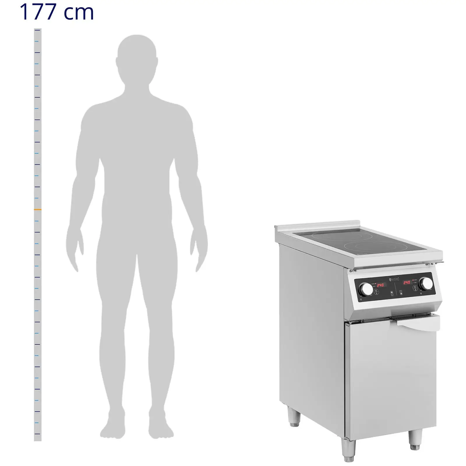 Cucina a induzione - 8500 W - 2 superfici di cottura - 60 - 240 °C - Spazio di stivaggio - Royal Catering