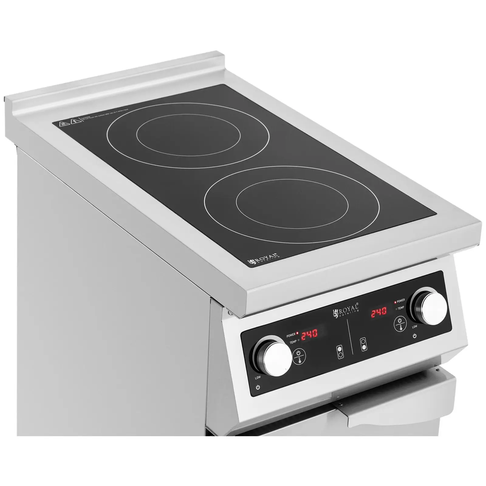 Cucina a induzione - 8500 W - 2 superfici di cottura - 60 - 240 °C - Spazio di stivaggio - Royal Catering