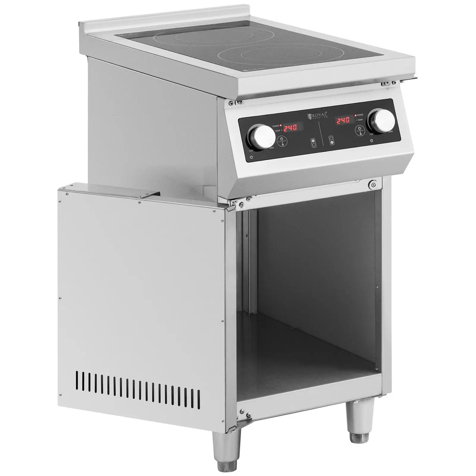 Indukční vařič - 8500 W - 2 varné plochy - 60–240 °C - úložný prostor - Royal Catering (Materiál: Ušlechtilá ocel)