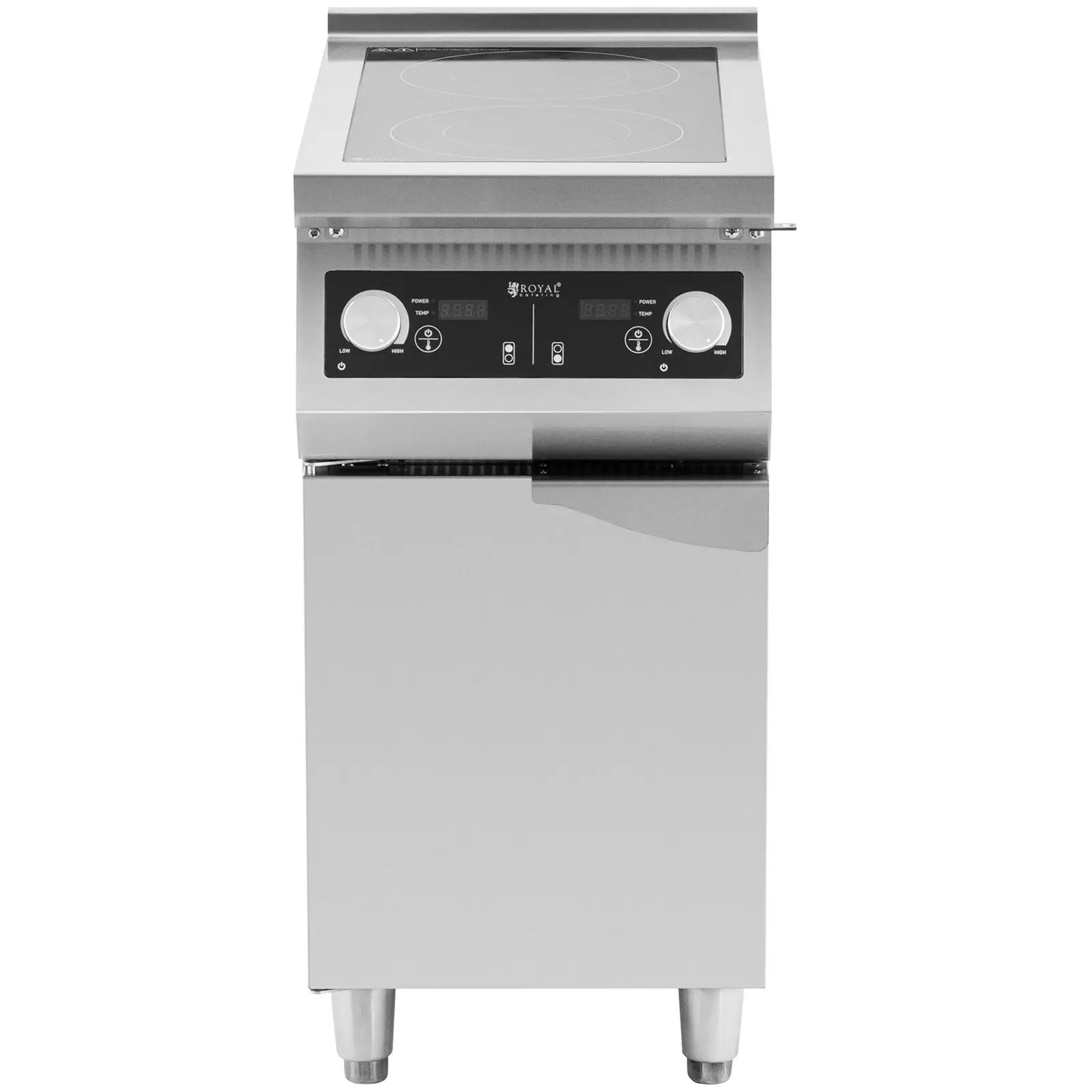 Indukční vařič - 8500 W - 2 varné plochy - 60–240 °C - úložný prostor - Royal Catering (Barva: Stříbrná)