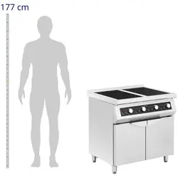 Induktionskomfur - 17000 W - 4 kogeplader - 60 - 240 °C - opbevaringsrum - Royal Catering