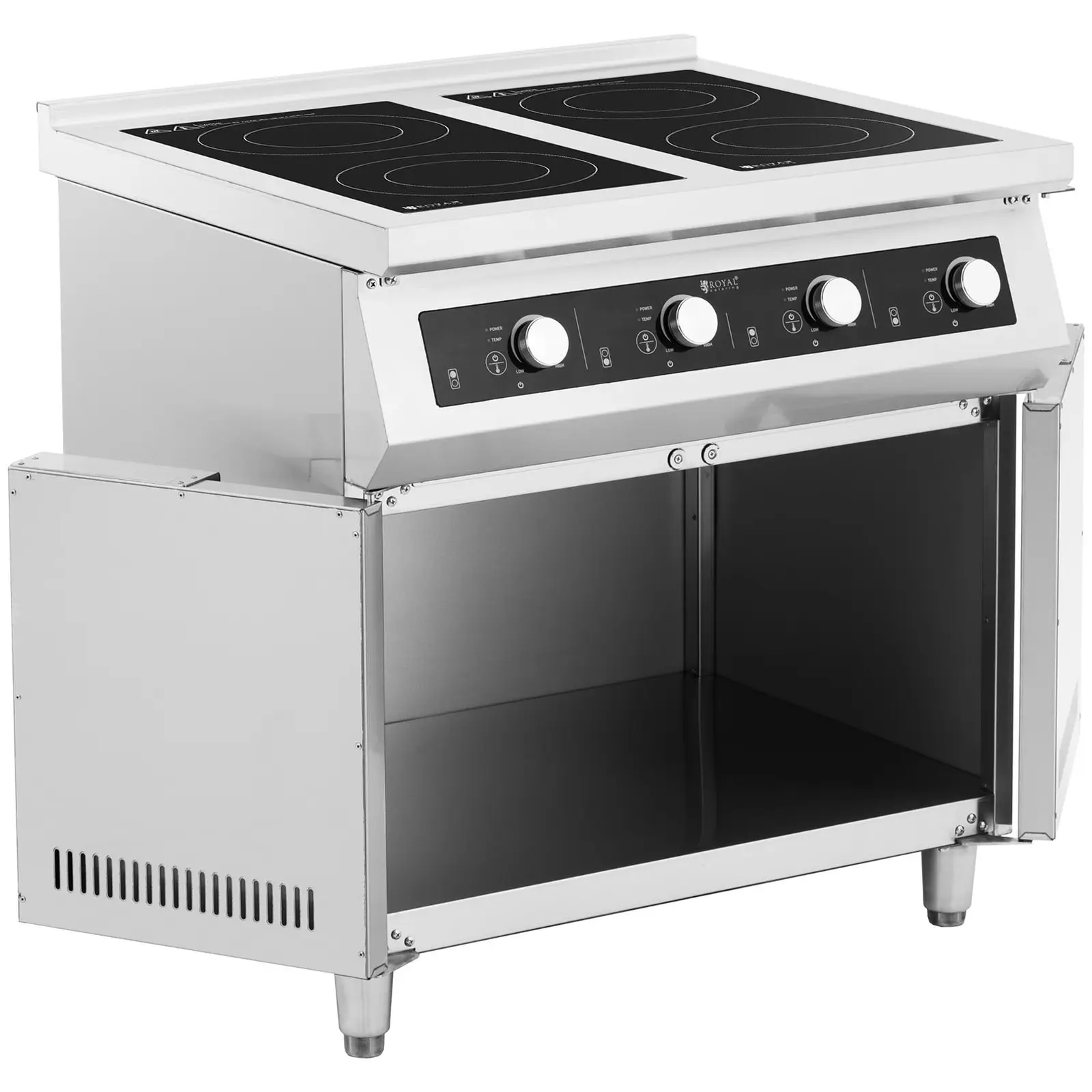 Kuchnia indukcyjna - 17000 W - 4 palniki - 60 - 240°C - miejsce do przechowywania - Royal Catering (Materiał: Stal nierdzewna)