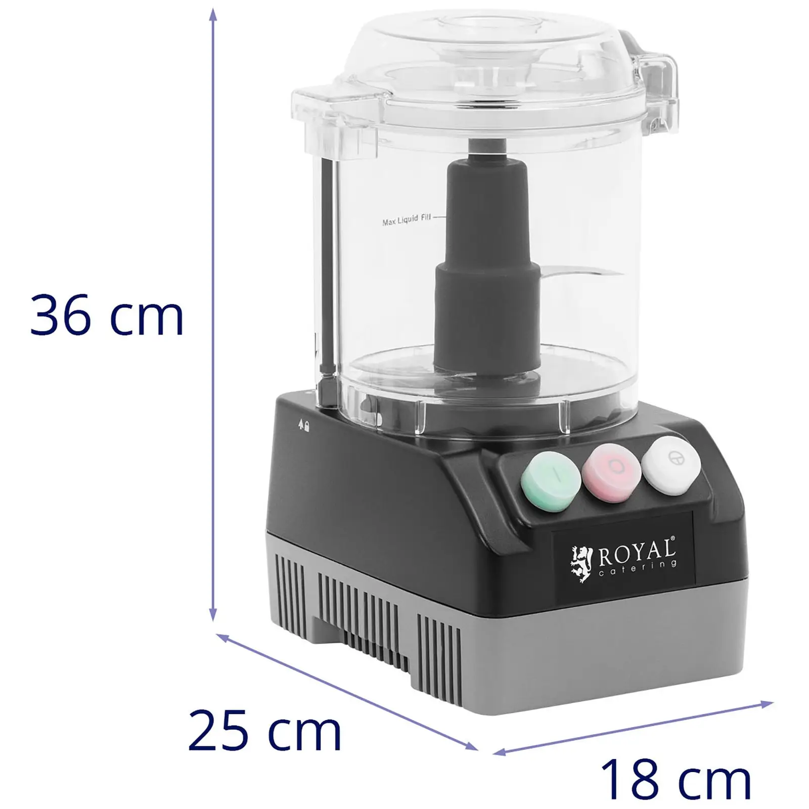Mini-keukenmachine - 600 W - 3 l - Royal Catering (Materiaal: ABS)