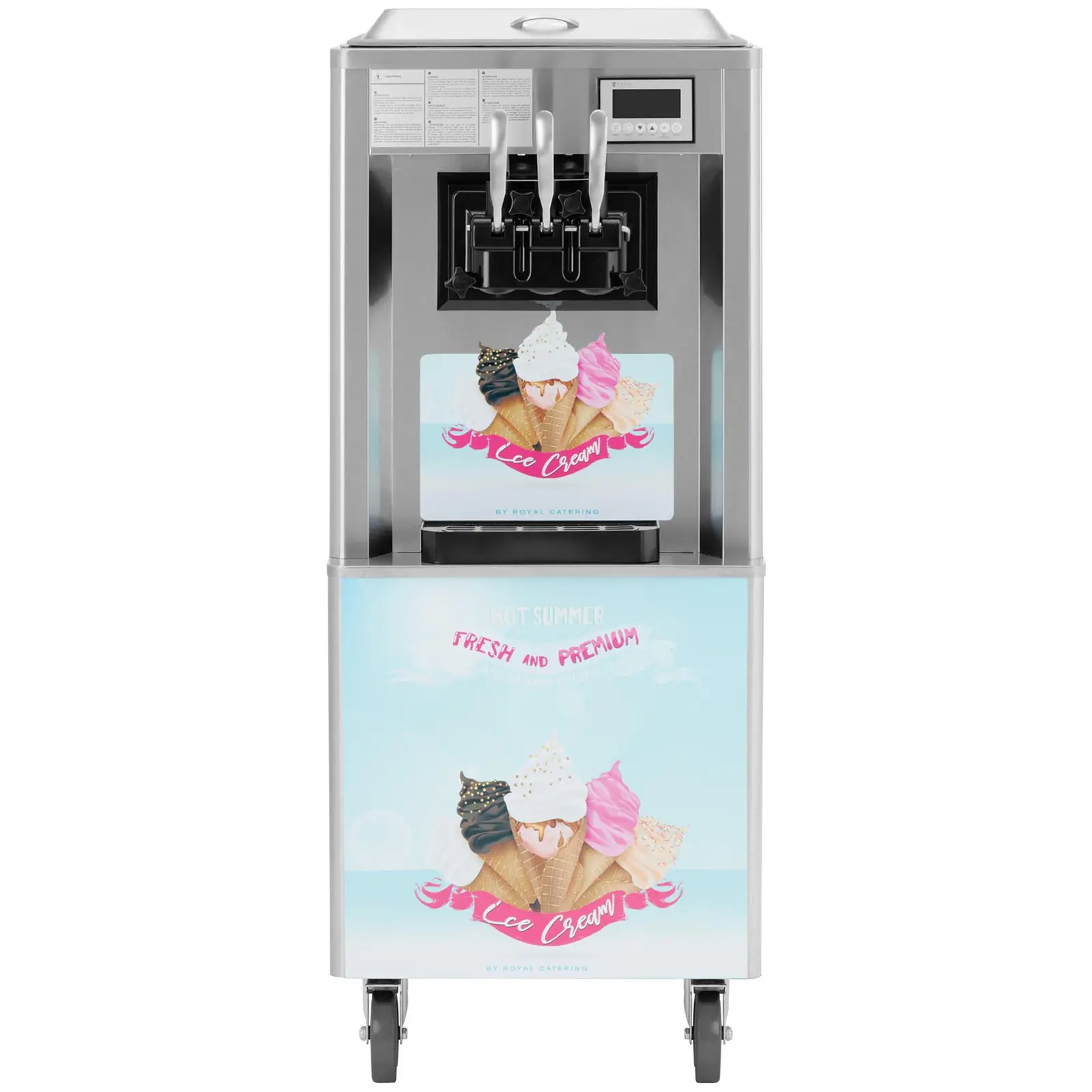 Softicemaskine - 2140 W - 33 l pr. time - 3 smagsvarianter - Royal Catering (Samlet volumen: 16 l)