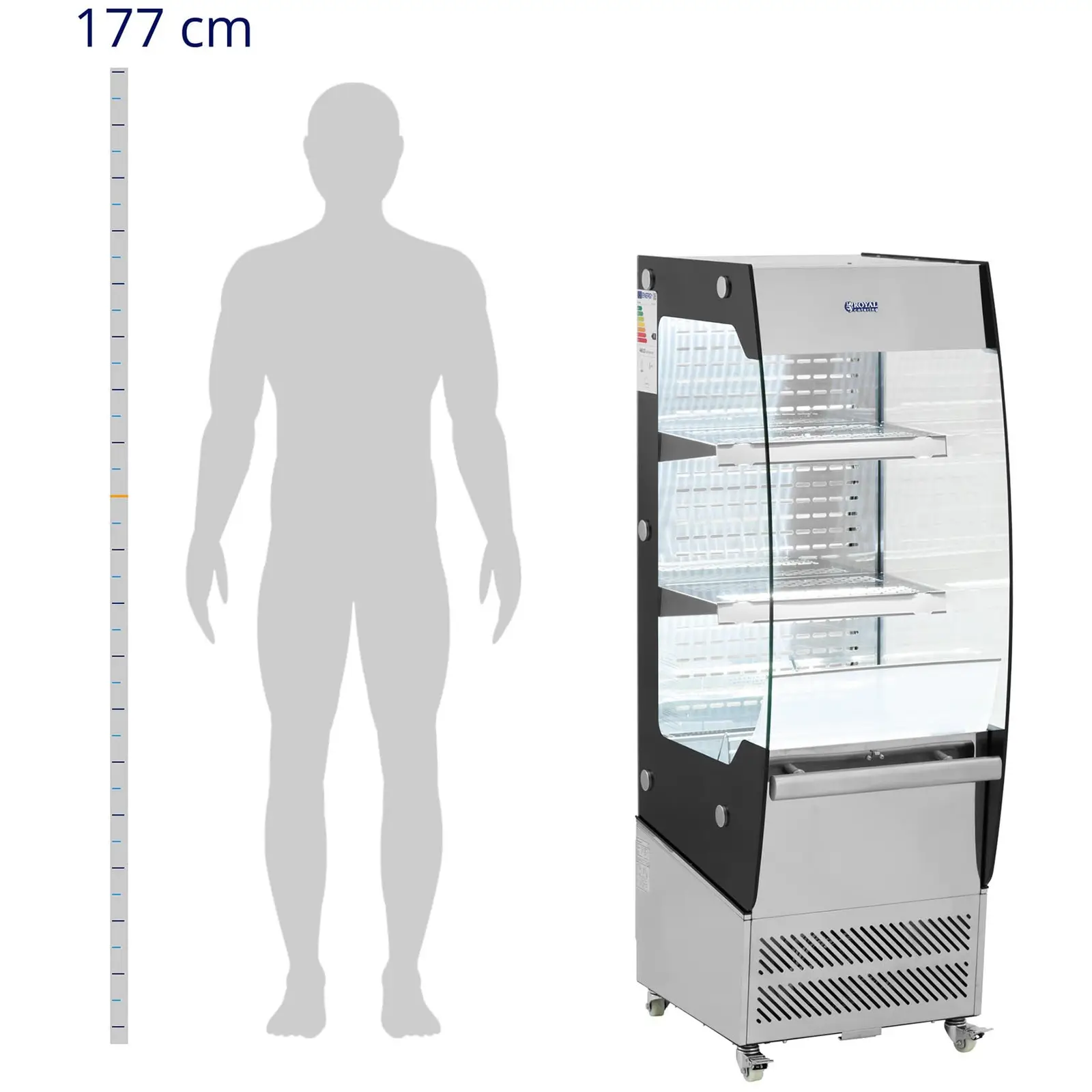 Vetrina refrigerata - 180 L - 2 ripiani - 2 - 12 °C - LED - Acciaio inox / vetro temperato - Royal Catering