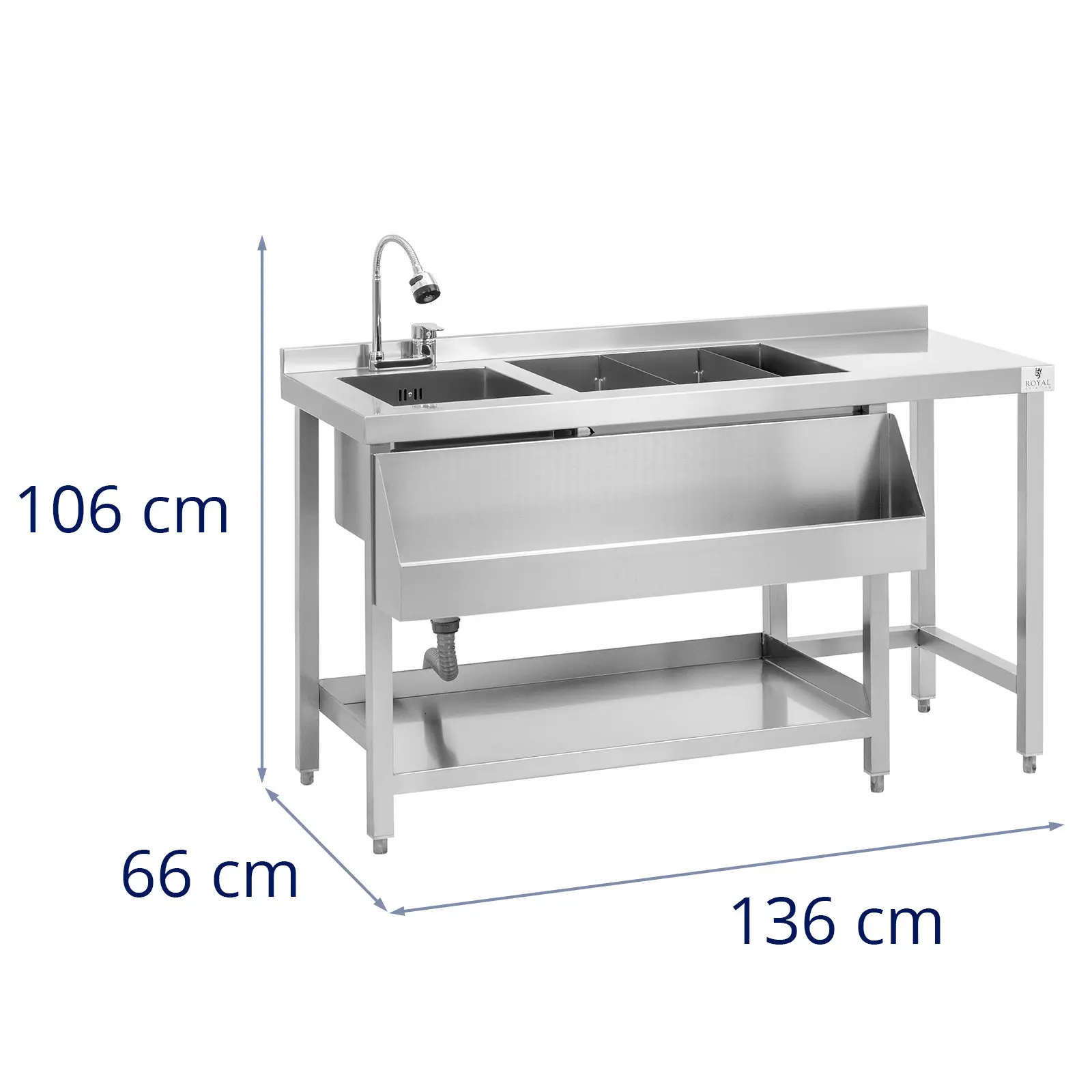 Barový pult - s nádobou na led a držákem na lahve - Royal Catering (Hmotnost: 42.8 kg)
