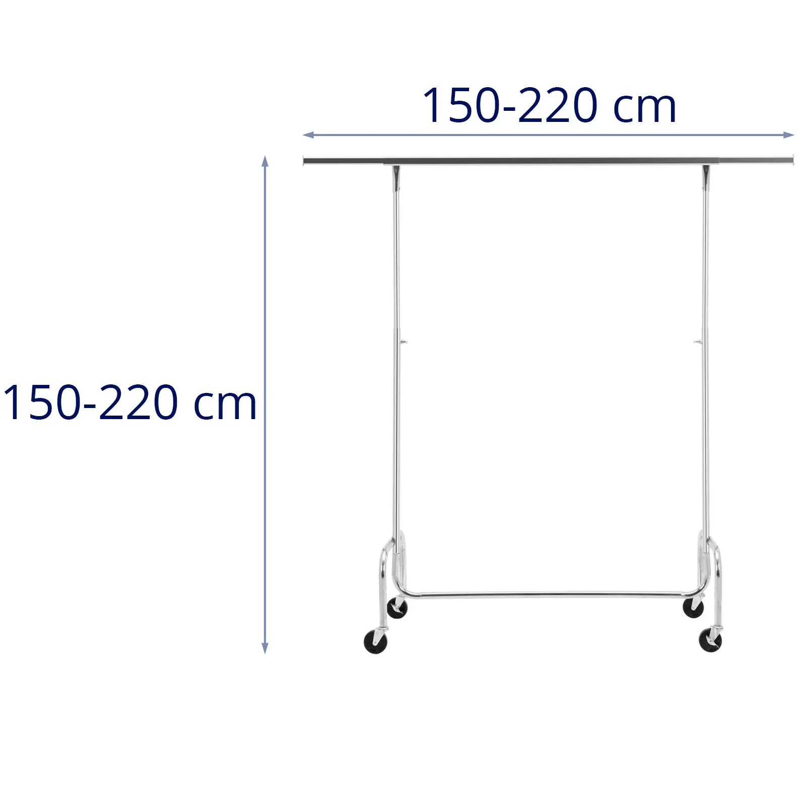 Stojan na oblečení - 150 kg - pojízdný - výsuvný - Royal Catering (Materiál: Guma)