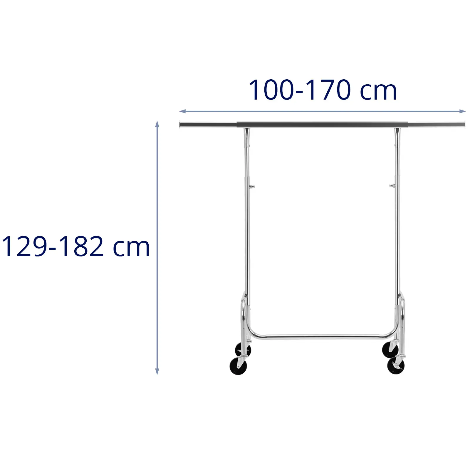 Stojan na oblečení - 150 kg - pojízdný - výsuvný - Royal Catering (Materiál: Guma)