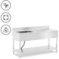 Sink Unit - 1 basin - stainless steel - 160 x 60 x 97 cm - Royal Catering