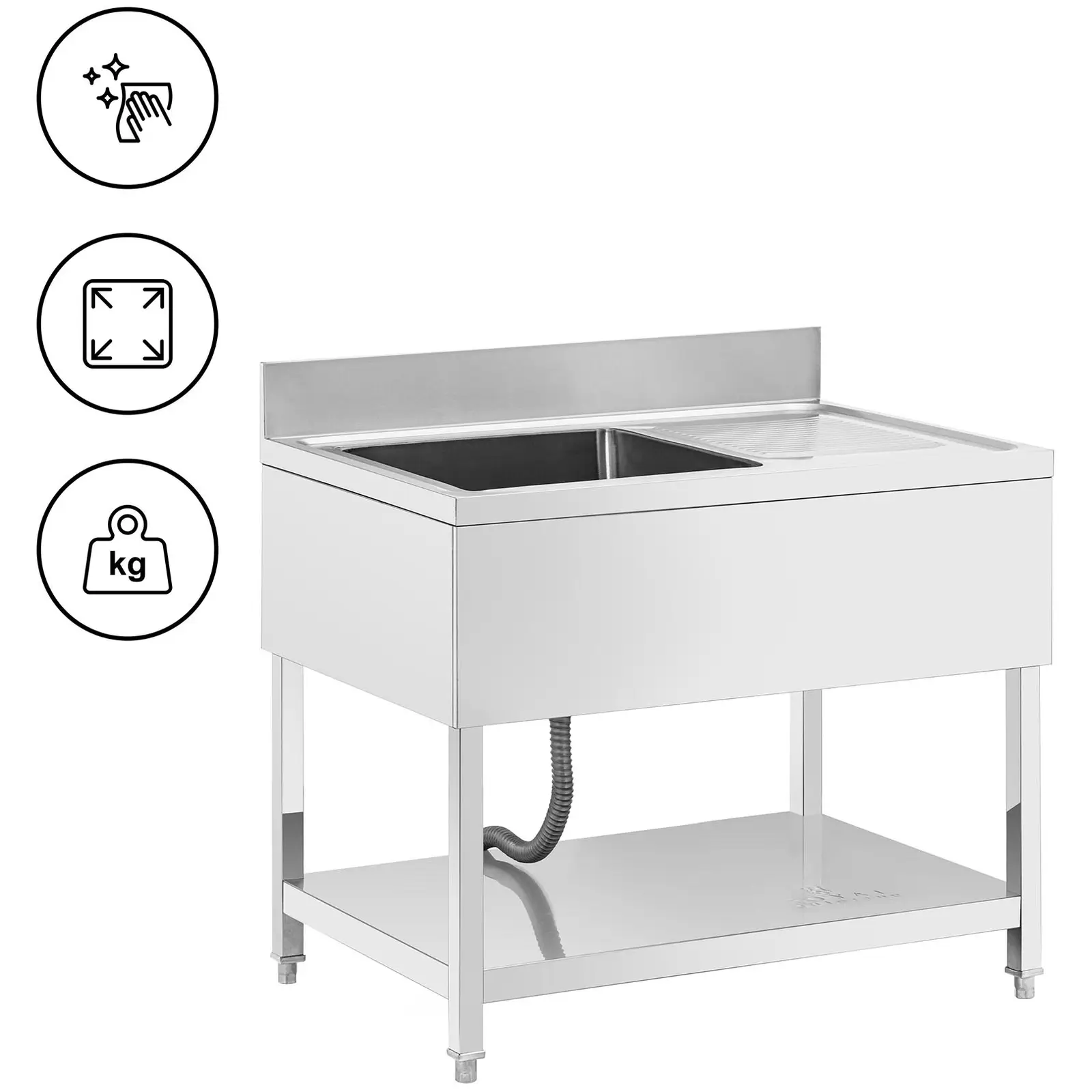 Fregadero - 1 cuba - acero inoxidable - 100 x 70 x 97 cm - Royal Catering