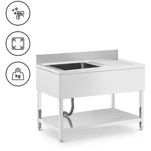 Sink Unit - 1 bowl - stainless steel - 120 x 70 x 97 cm - Royal Catering