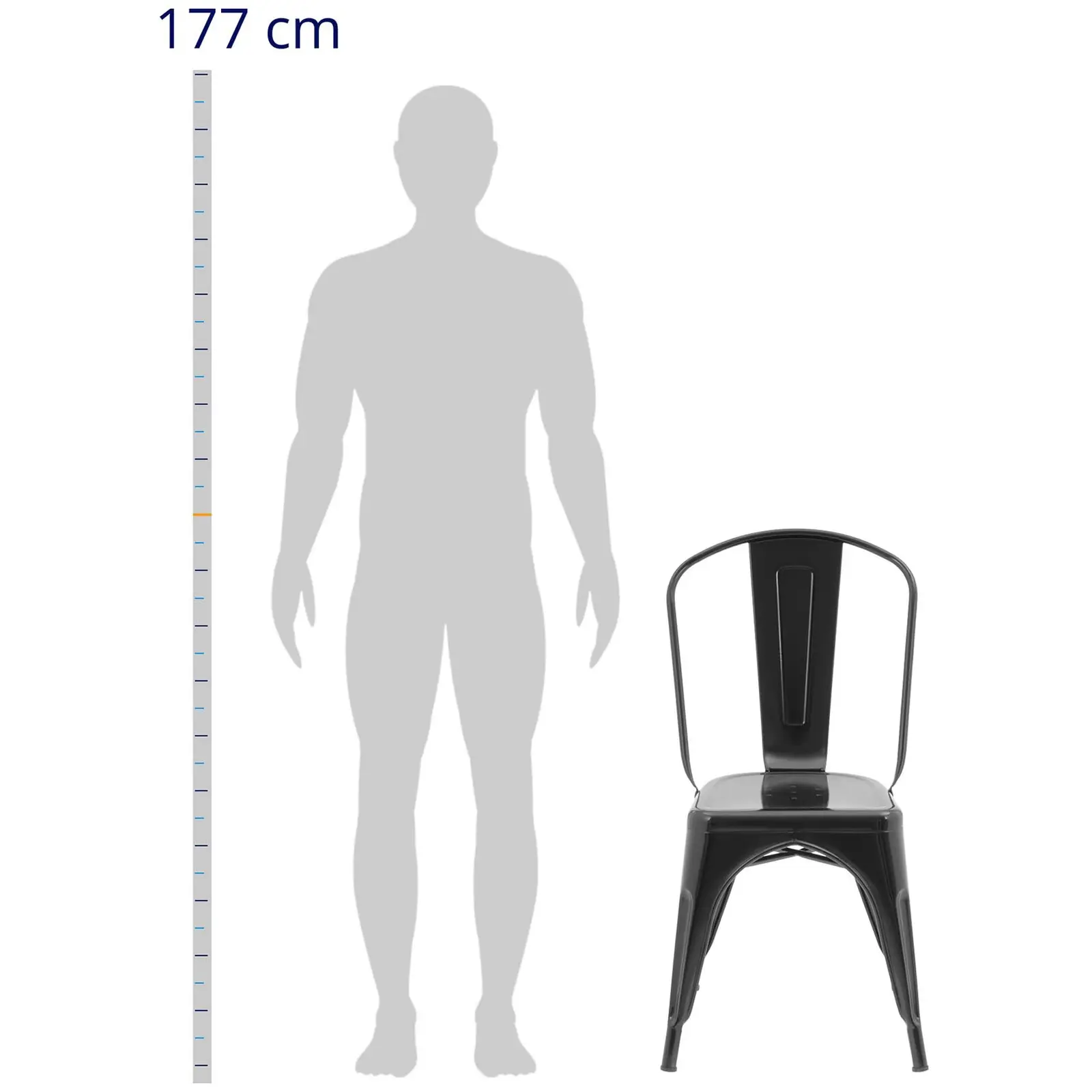 Метален стол - комплект от 2 броя - до 150 кг - седалка 35 x 34 см - кафяв - Royal Catering