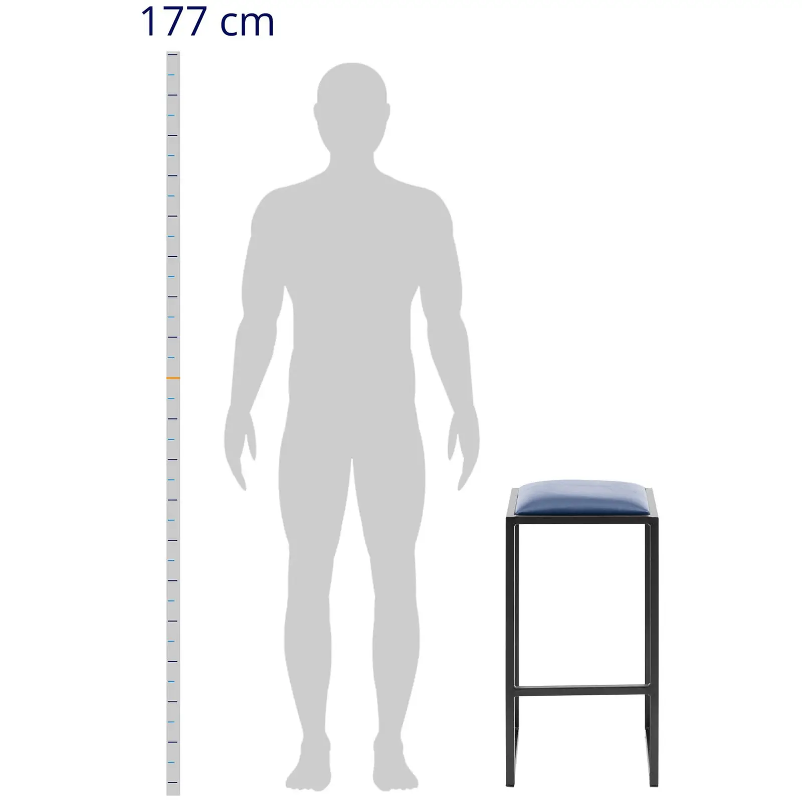 Tabouret de bar industriel - lot de 2 - noir/bleu - avec rembourrage - Royal Catering (Quantité: 2 Pc)