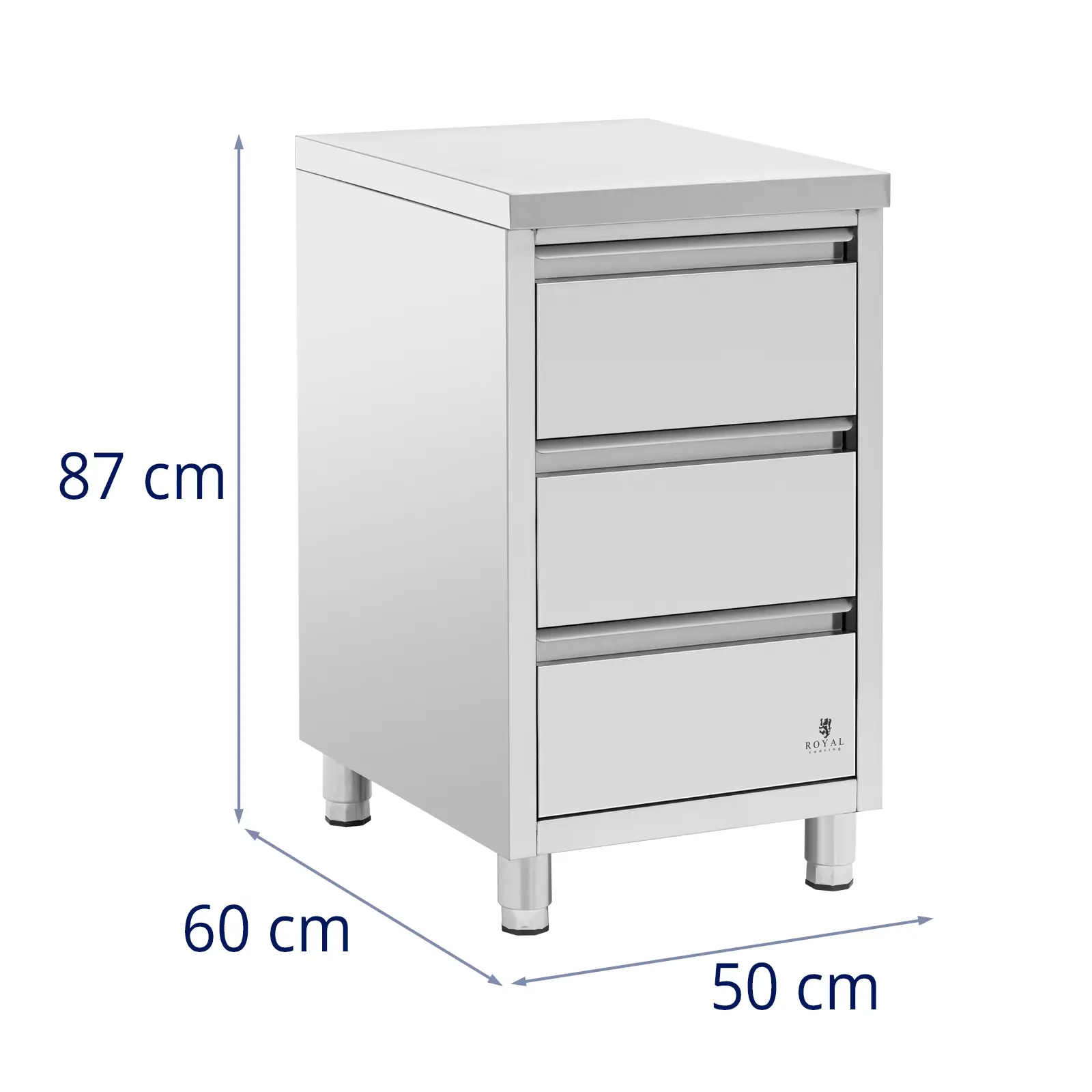 Metal Cabinet - 3 drawers - 50 x 60 cm - Royal Catering