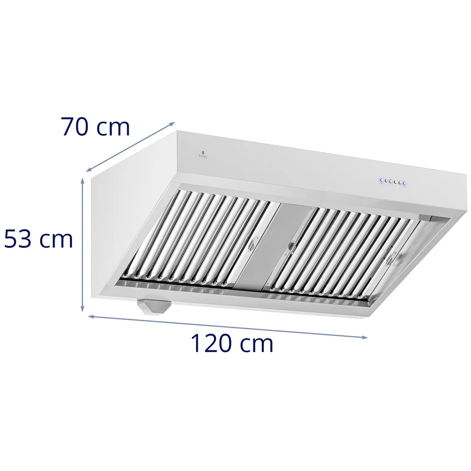 Hotte aspirante professionnelle avec moteur - 120 cm - 1000 m³/h - Royal Catering (Matériau(x): Acier inoxydable)