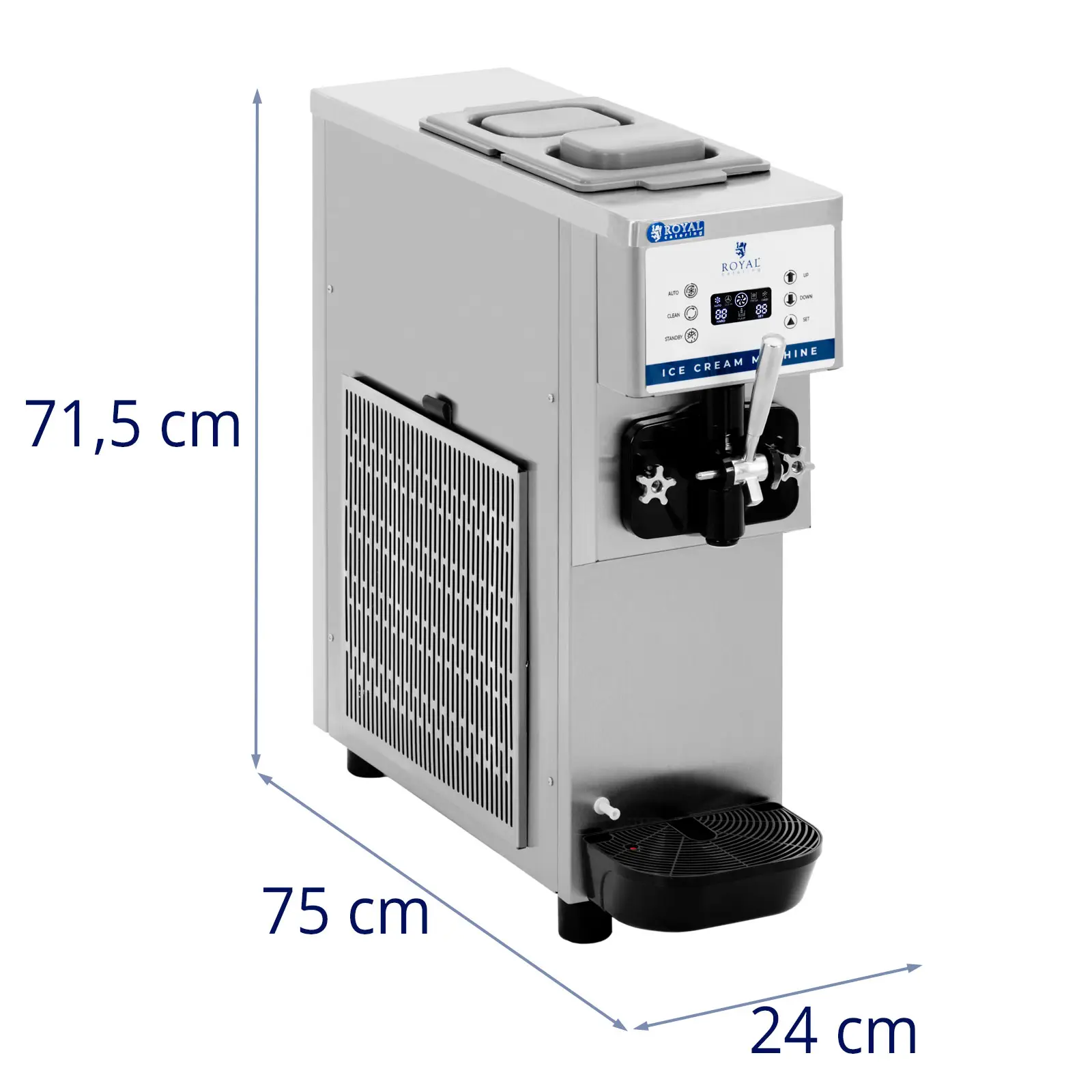 Stroj na točenou zmrzlinu - 800 W - 6,5 l/h - LED - Royal Catering (Počet nádob: 1 Pc)