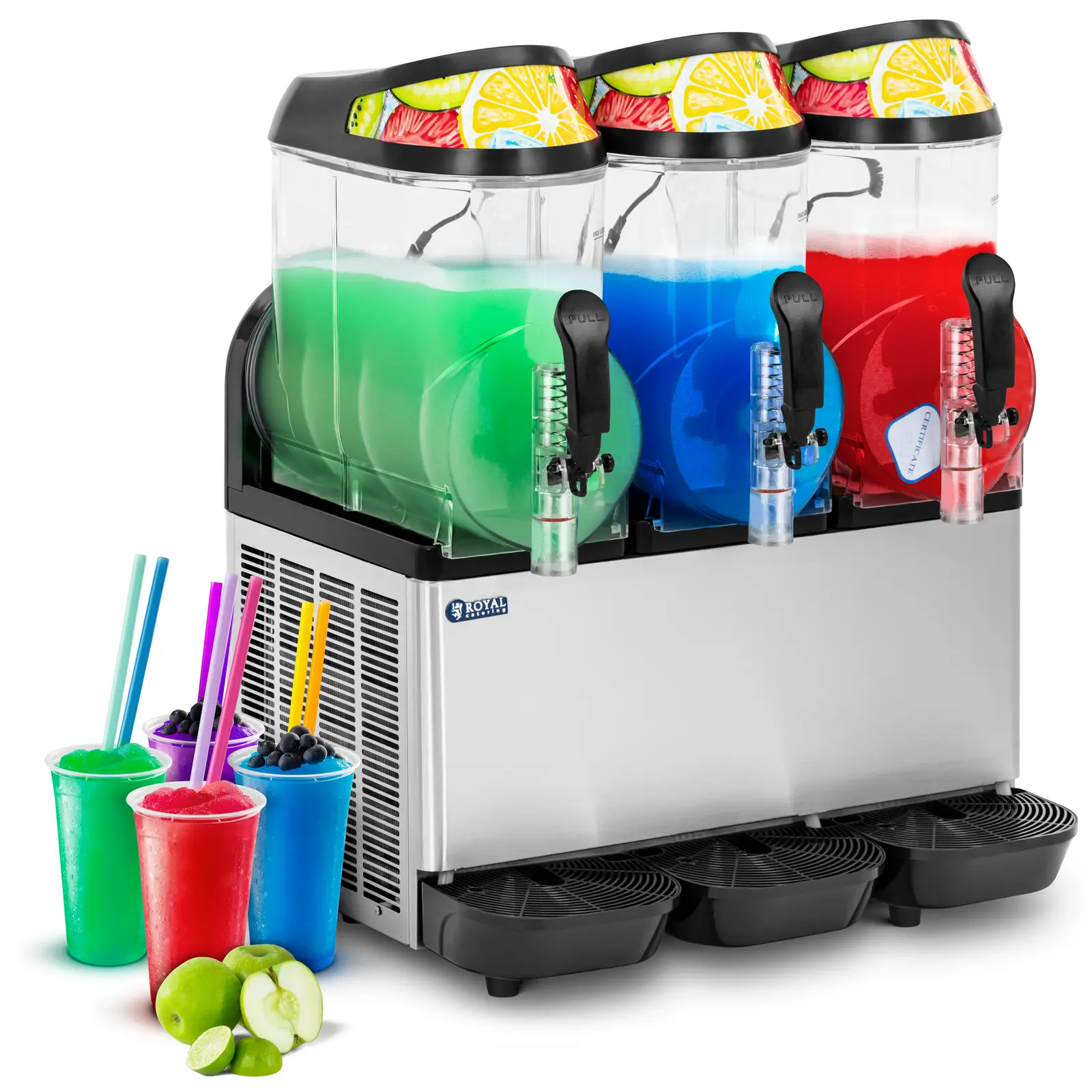 Slush-Maschine - 3 x 12 L - LED-Beleuchtung - digitales Bedienfeld - Royal Catering