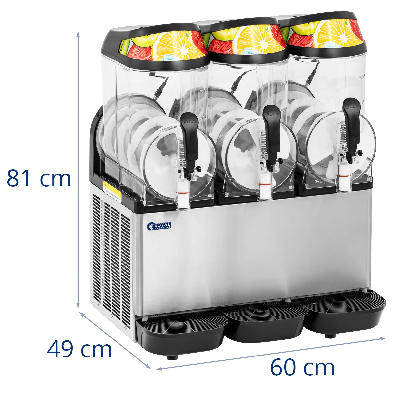 Výrobník ledové tříště - 3 x 12 l - LED osvětlení - digitální ovládací panel - Royal Catering (Odpařovač: Ano)