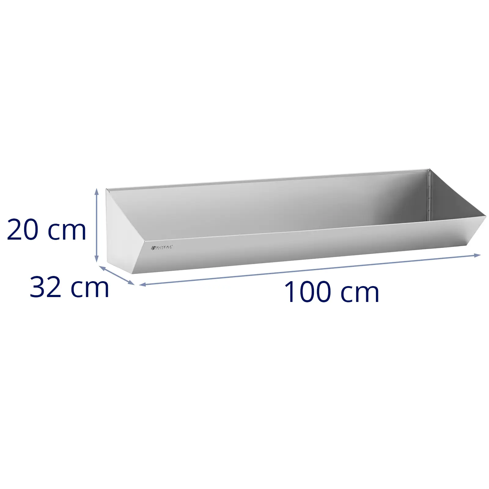 Bandeja para batatas fritas em aço inoxidável - 100 x 30 cm - lavável na máquina de lavar louça - Royal Catering