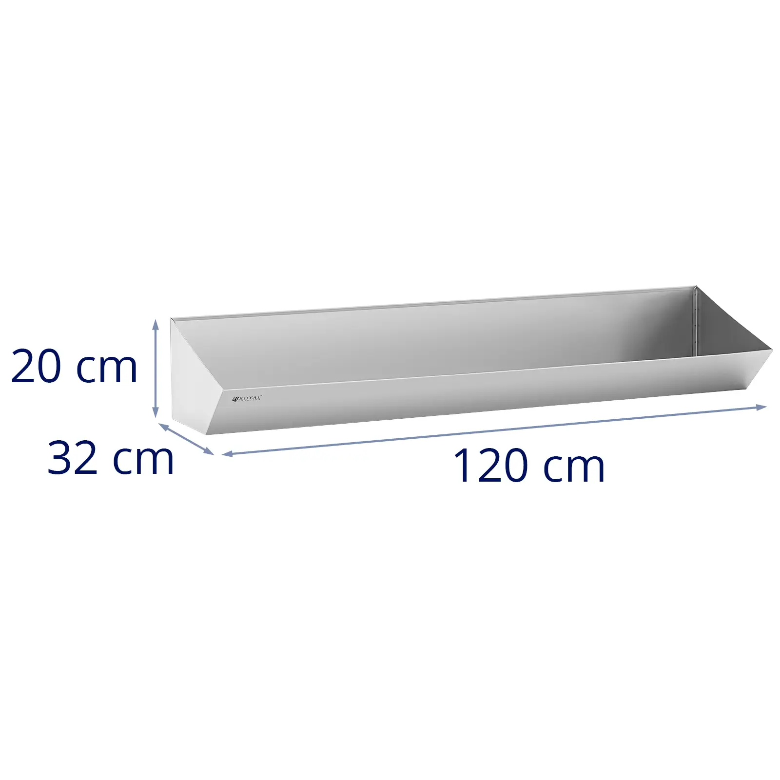 Pladenj za cvrtje iz nerjavečega jekla - 120 x 30 cm - primeren za pomivanje v pomivalnem stroju - Royal Catering