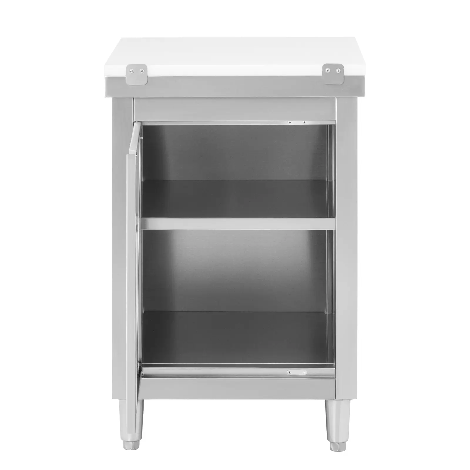 Pracovní skříň z ušlechtilé oceli - ECO - 60 x 60 cm - 500 kg - vč. krájecí desky - Royal Catering (Nosnost police: 70 kg)
