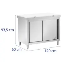 Stainless Steel Kitchen Prep Table - 120 x 60 cm - 500 kg load capacity - incl.  cutting board - Royal Catering