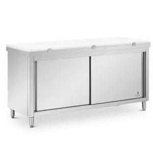 Stainless Steel Kitchen Prep Table - 180 x 60 cm - 500 kg load capacity - incl.  cutting board - Royal Catering