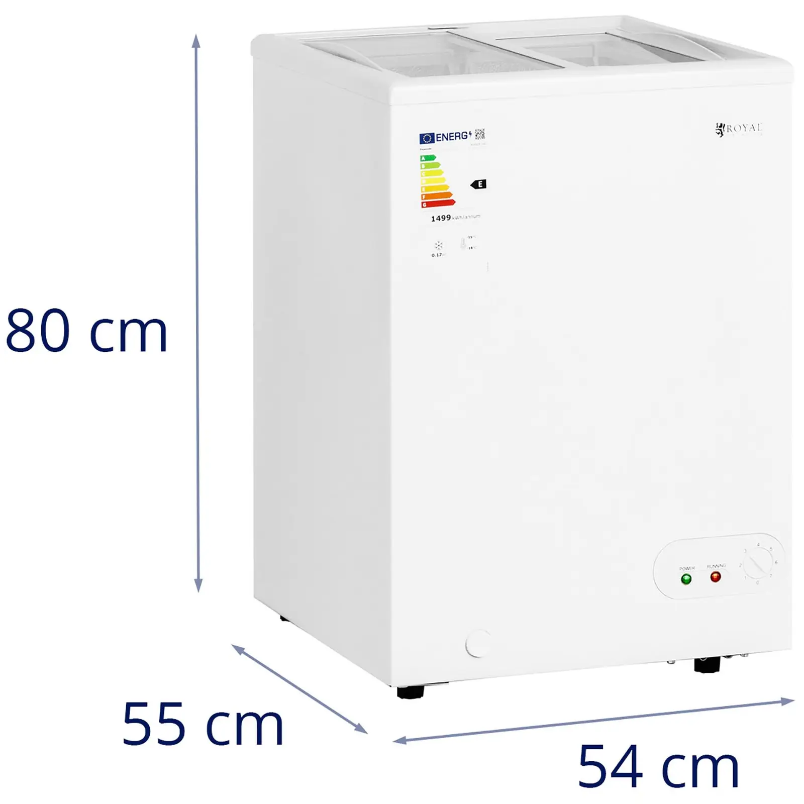 Gefriertruhe - 100 L - Glastüren - abschließbar - Royal Catering