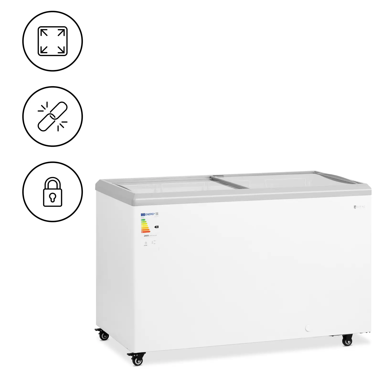 Chest Freezer - 360 L - glass doors - lockable - Royal Catering