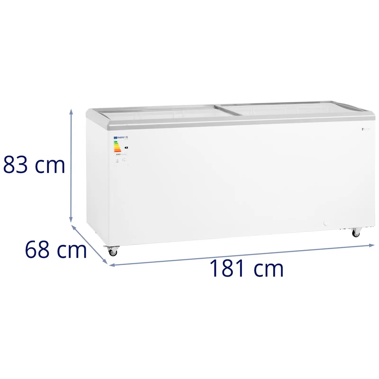 Pultový mrazák - 550 l - skleněné dveře - uzamykatelný - Royal Catering (Barva: Světle šedá)