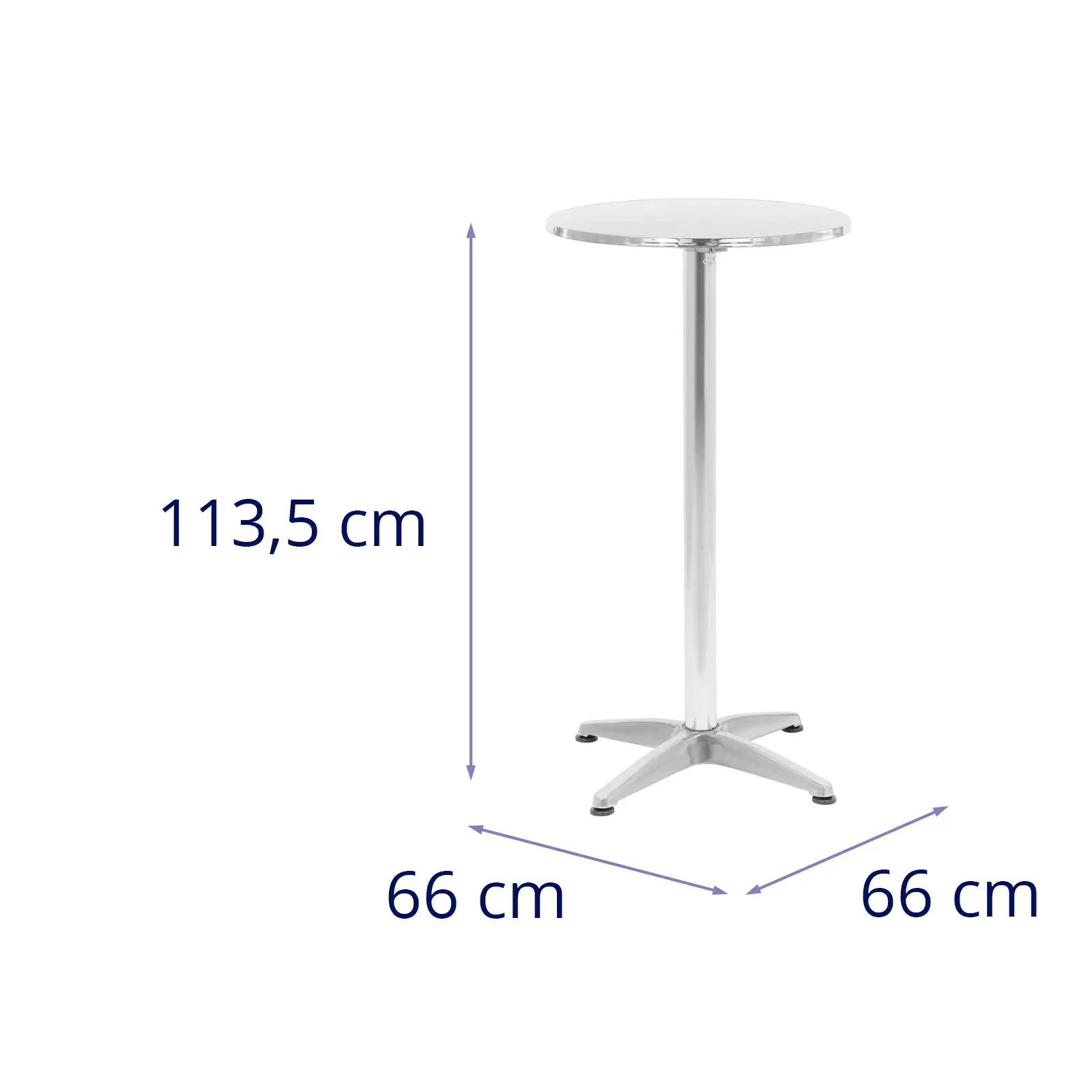 Barinis stalas - sulankstomas ir reguliuojamo aukščio - Ø 60 cm - "Royal Catering