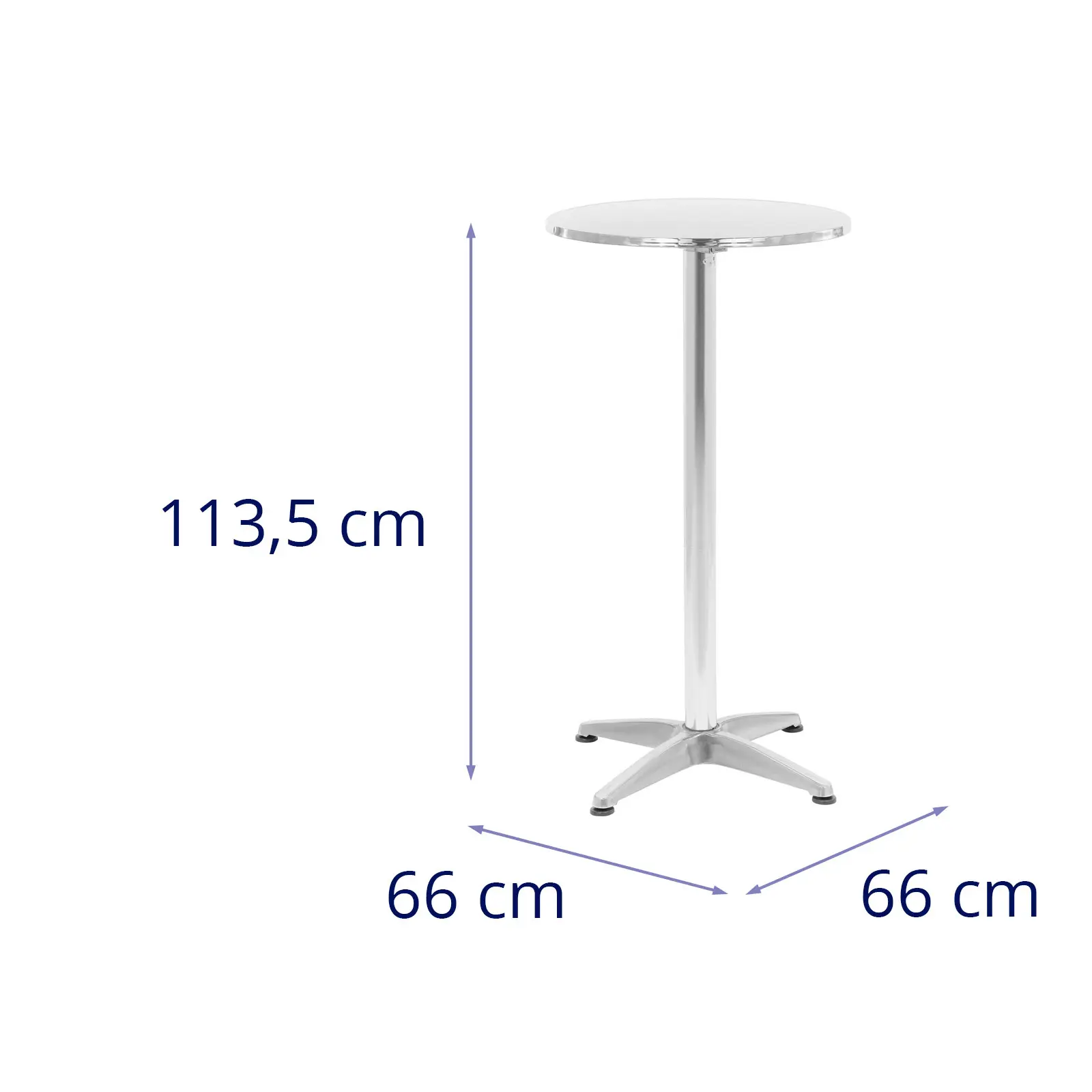 Mesa de bar - dobrável e regulável em altura - Ø60 cm - Royal Catering