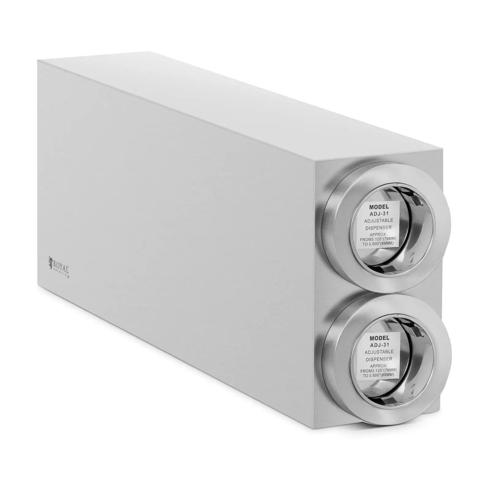 Cup Dispenser - 2 slots - stainless steel - for cups up to 89 mm in diameter - Royal Catering - Product Image