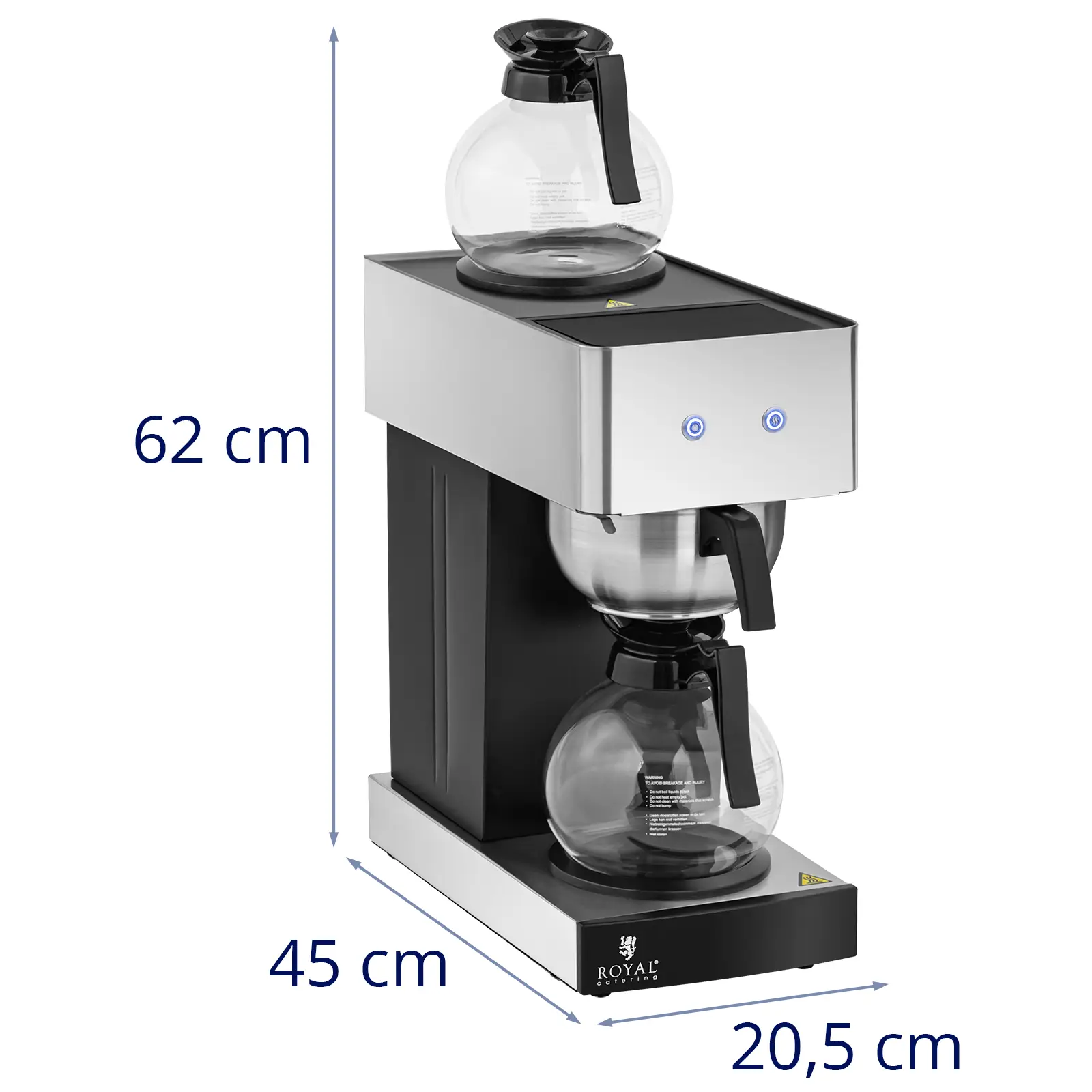 Kaffetrakter - filter - 2 x 1,8 L - 2 kokeplater - inkl. 2 glassbeholdere