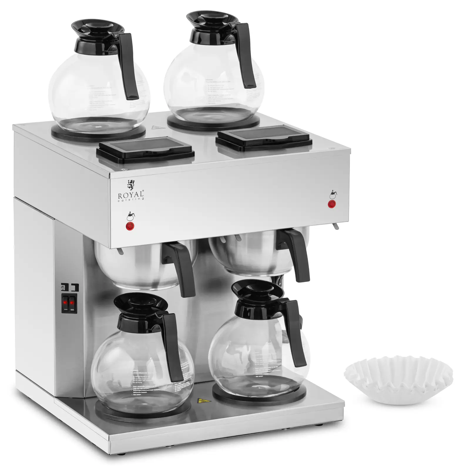 Filter coffee maker - 4 x 1.8 L - 4 hot plates - incl. 4 glass containers