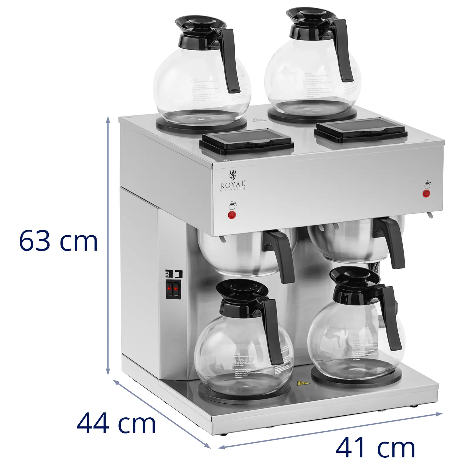 Filter coffee maker - 4 x 1.8 L - 4 hot plates - incl. 4 glass containers