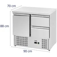 Kühltisch - 230 L - 2 x GN 1/2 + Fach - 90 x 70 cm - Royal Catering