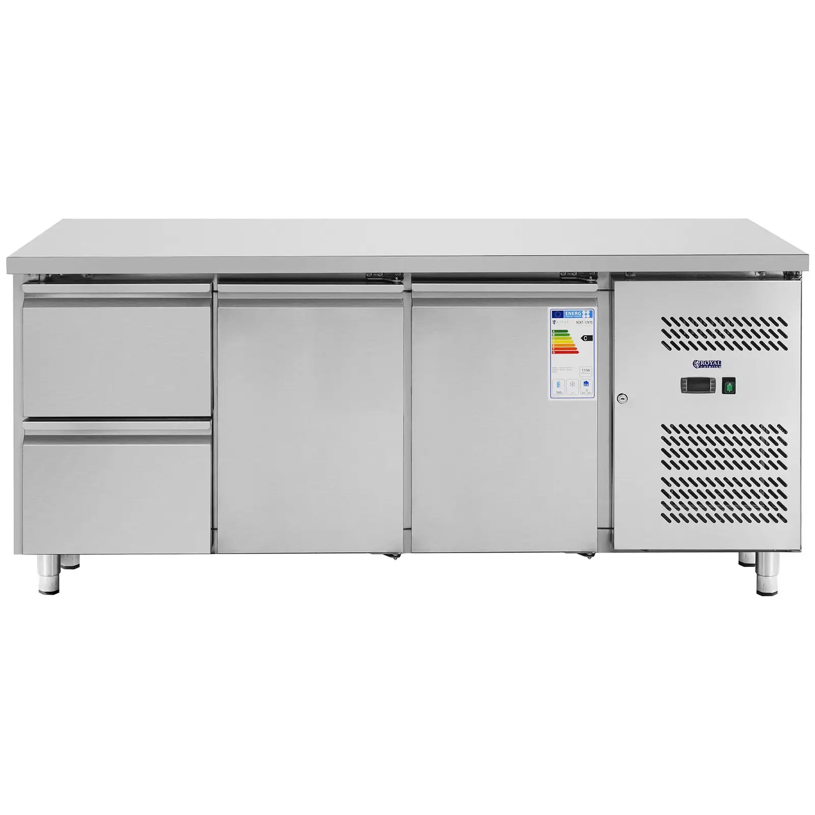 Chladicí stůl - 417 l - 2 x GN 1/2 + 2 přihrádky - 179 x 70 cm - Royal Catering (Provoz na baterie: Ne)